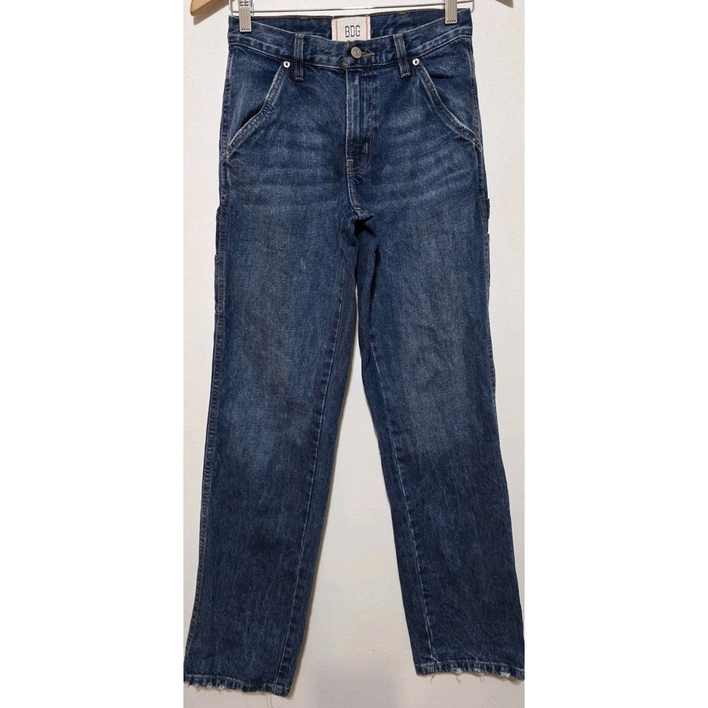 BDG Carpenter Skate‎ Jean Sz 24 Cargo Pockets Heavy Denim Retro Boyfriend Grunge